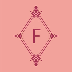 letter F classic beauty vintage initial vector logo frame