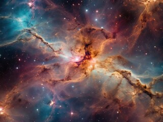 Glowing nebula of vibrant gas and dust
