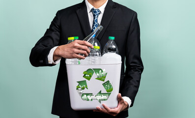 Eco friendly business with ESG commitment to make greener campaign with corporate recycling and...