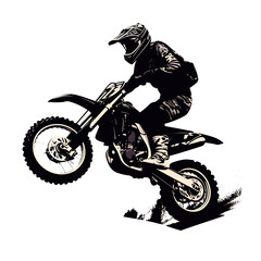 Obraz na płótnie Canvas black silhouette of Motocross motorcyclist in action 
