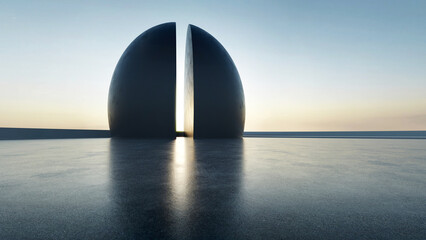 3d render of abstract futuristic architecture with empty concrete floor. Scene for car presentation. © nuchao