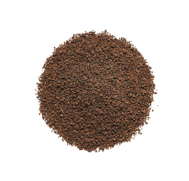 top view flat lay indian tea masala assam powder isolated on white background. pile of indian tea masala assam powder isolated. heap of indian tea masala assam powder isolated