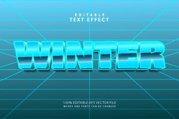 Winter editable text effect 3 dimension emboss retro style - obrazy, fototapety, plakaty