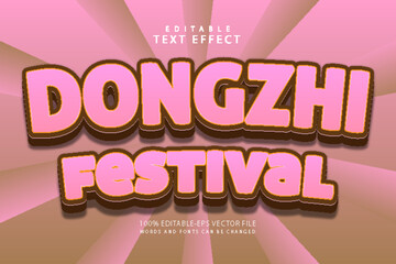 Dongzhi festival editable text effect 3 dimension emboss cartoon style