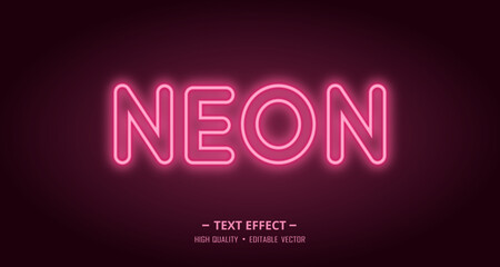 Neon text, shiny pink purple neon textured style editable text effect. neon text effect.