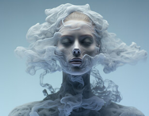 transparent, translucent, gaseous female sculpture