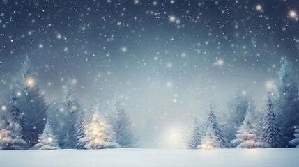 Christmas winter landscape with snow and trees