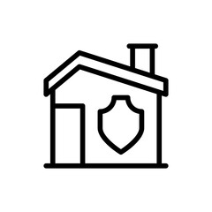 Home security real estate icon with black outline style. security, home, system, technology, house, control, digital. Vector Illustration