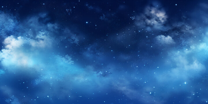 Illustration with blue space stars background © TatjanaMeininger
