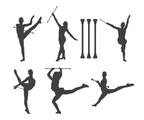 Baton Twirling, Twirling, Baton Twirling Bundle, Baton Twirling silhouette, Baton Twirling, Dance Gymnastics 