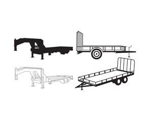 Trailer park , Flatbed Gooseneck Trailer, Flatbed trailer, Big Tex Trailers, Flatbed Gooseneck Trailer Silhouette