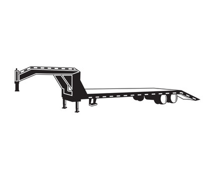 Flatbed Gooseneck Trailer, Flatbed trailer, Big Tex Trailers, trailer park SVG, Flatbed Gooseneck Trailer Silhouette