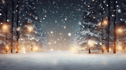 Christmas winter landscape with snow and trees