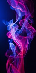 Fototapeta premium Cloudy smoke closeup, evaporates from bottle neck, blue purple and pink colors Generative AI