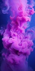 Fototapeta premium Cloudy smoke closeup, evaporates from bottle neck, blue purple and pink colors Generative AI