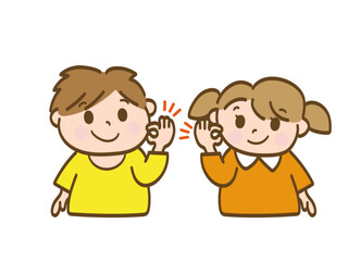 OKサインを出す男の子と女の子_小学生低学年_幼児