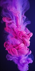 Fototapeta premium Cloudy smoke closeup, evaporates from bottle neck, blue purple and pink colors Generative AI