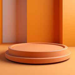 Orange podium and minimal abstract background, ai technology