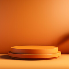 Orange podium and minimal abstract background, ai technology
