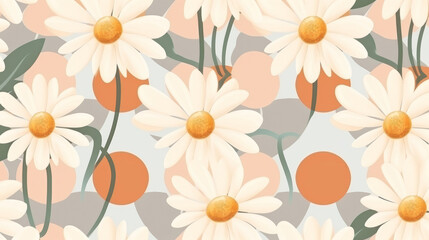 Fototapeta na wymiar Abstrac flower art seamless pattern illustration. Modern hand drawn floral painting