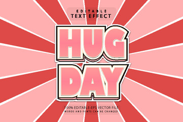 Hug day editable text effect 3 dimension emboss cartoon style
