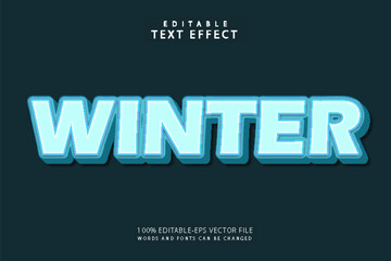 Winter editable text effect 3 dimension emboss modern style