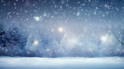 Christmas winter landscape with snow and trees
