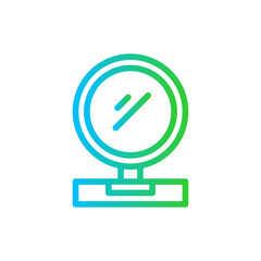 Compact powder skincare and beauty care icon with blue and green gradient outline style. beauty, powder, cosmetic, makeup, compact, product, female. Vector Illustration