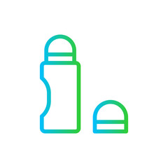 Deodorant skincare and beauty care icon with blue and green gradient outline style. deodorant, care, beauty, antiperspirant, hygiene, body, clean. Vector Illustration