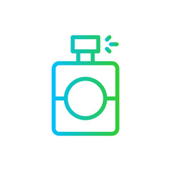 Perfume skincare and beauty care icon with blue and green gradient outline style. perfume, bottle, cosmetic, beauty, glass, luxury, fragrance. Vector Illustration