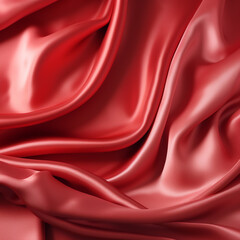 Obraz premium Red silk satin background. Beautiful soft wavy folds on smooth shiny fabric. Anniversary, Christmas, wedding, valentine, event, celebration concept, ai technology