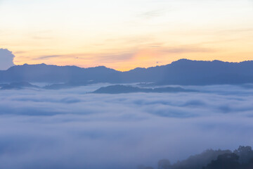 Khao Khai Nui, Sea of fog in the winter mornings at sunrise, New landmark to see beautiful scenery,...