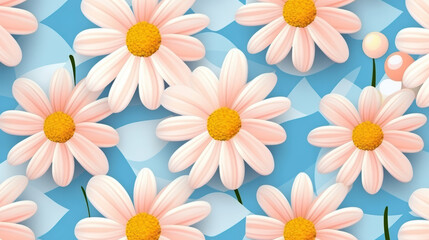 Obraz premium Abstrac flower art seamless pattern illustration. Modern hand drawn floral painting