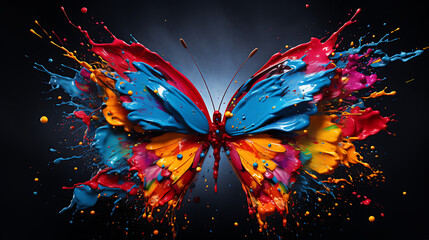 Vibrant Butterfly Paint Splash - obrazy, fototapety, plakaty