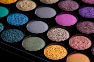 Obraz na płótnie Canvas Eyeshadows palette colorful fashion. Make up. Generate Ai