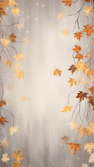 Naklejka premium high narrow background, vertical autumn wall parchment, with light floral ornament of autumn leaves