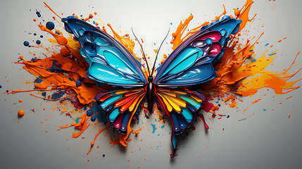 Fototapeta na wymiar Vibrant Paint Butterfly