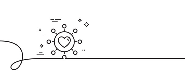 Love dating line icon. Continuous one line with curl. Relationships network sign. Valentines day or Heart symbol. Dating network single outline ribbon. Loop curve pattern. Vector