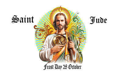 Saint Jude Thaddeus Feast day vector designs for t-shirts, banner, posters, greetings, cards, templates.. - obrazy, fototapety, plakaty