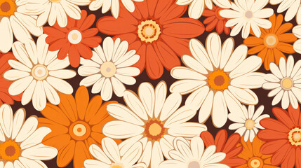 Abstrac flower art seamless pattern illustration. Modern hand drawn floral painting