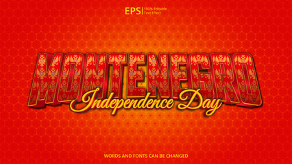 montenegro editable text effect with montenegro flag pattern suitable for poster design about holiday, Feast day or montenegro independence day moment