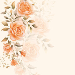 Orange modern background invitation template with floral and flower