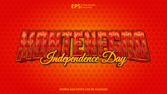 montenegro editable text effect with montenegro flag pattern suitable for poster design about holiday, Feast day or montenegro independence day moment