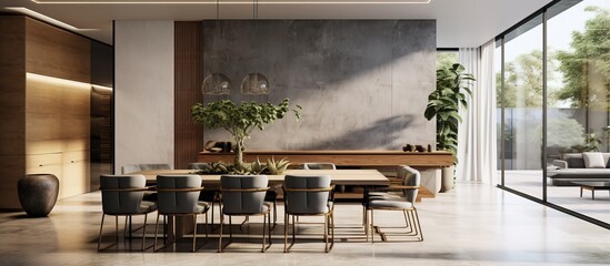 Figure of contemporary dining area in upscale residence - obrazy, fototapety, plakaty