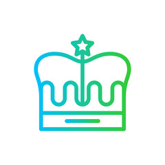 Crown jewelry icon with blue and green gradient outline style. luxury, kingdom, king, jewelry, crown, queen, royal. Vector Illustration