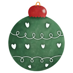 green christmas ball with christmas tree