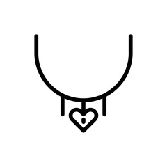 Necklace jewelry icon with black outline style. jewelry, diamond, ring, gem, pendant, necklace, luxury. Vector Illustration