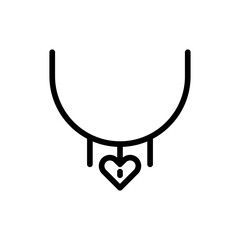 Necklace jewelry icon with black outline style. jewelry, diamond, ring, gem, pendant, necklace, luxury. Vector Illustration