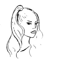 Contour image of the girl's head