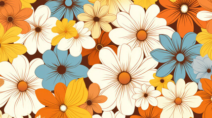 Fototapeta premium Abstrac flower art seamless pattern illustration. Modern hand drawn floral painting